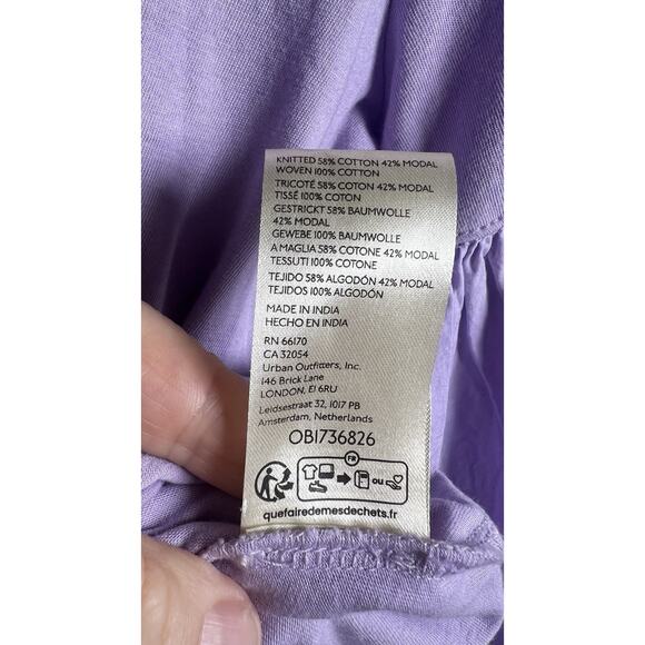 Maeve Anthropologie Ruffle-Sleeve Tee Blouse Top Solid Ribbed Lavender Sz M - Picture 10 of 11